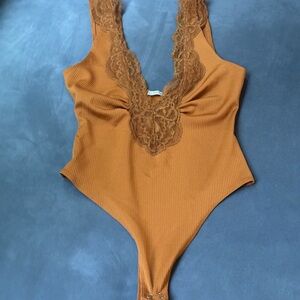 Free People Rust Lace Bodysuit
